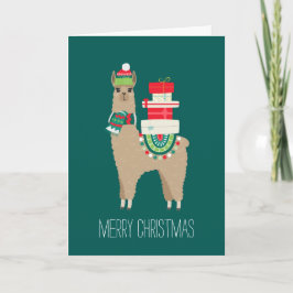Cartes Pour Fêtes Annuelles Llama de Noël festif Photo personnalisée