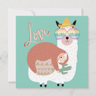 Cartes Pour Fêtes Annuelles Llama et Sloth