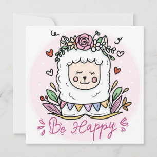 Cartes Pour Fêtes Annuelles Llama heureux
