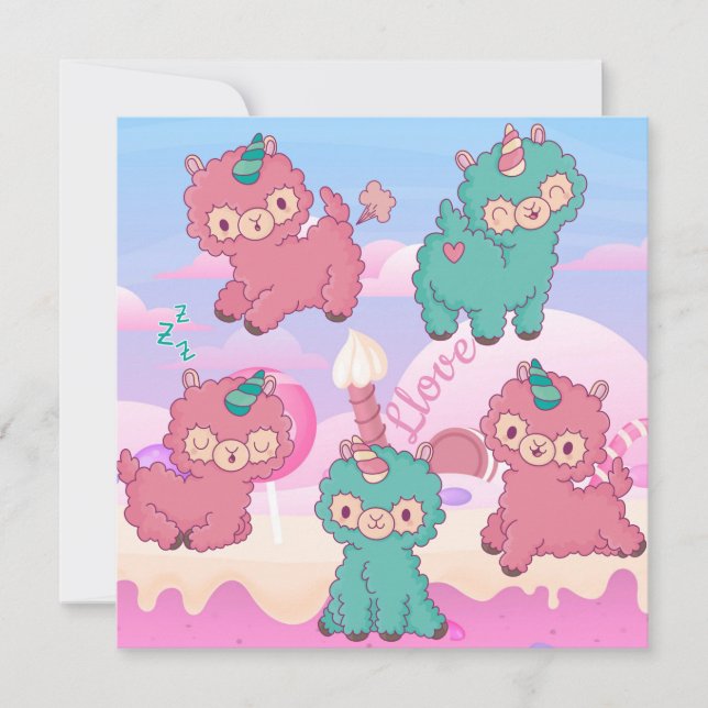 Cartes Pour Fêtes Annuelles Llama Love (Devant)