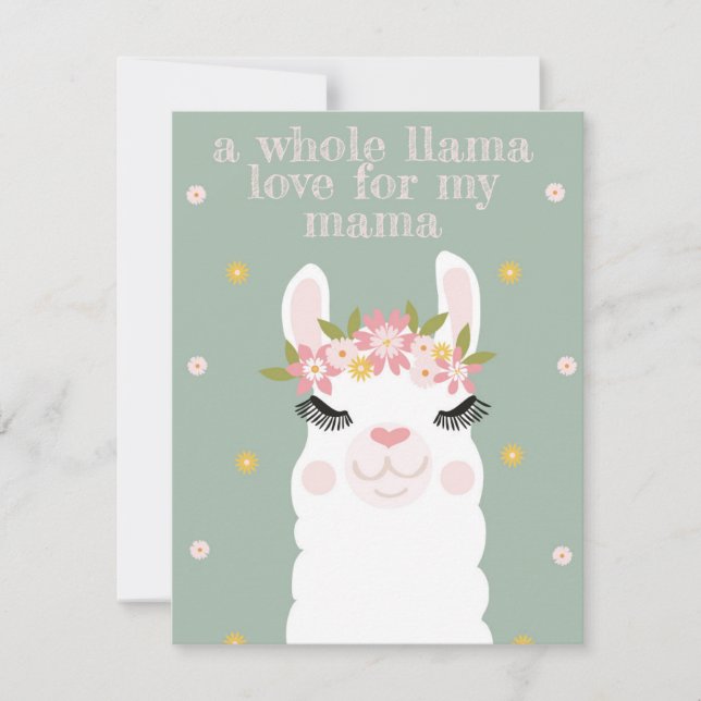 Cartes Pour Fêtes Annuelles LLama Maman (Devant)