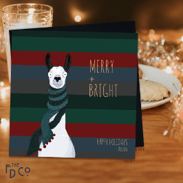 Cartes Pour Fêtes Annuelles Llama « Merry + Bright » Fou Fou