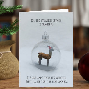 Cartes Pour Fêtes Annuelles Llama Snow Bauble Funny Christmas Card