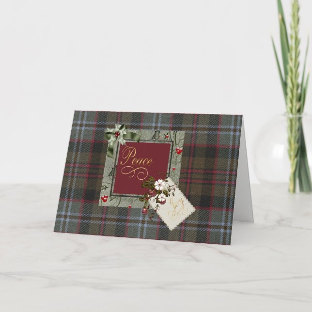 Cartes Pour Fêtes Annuelles Lochaber Tartan Noël Paix (Devant)