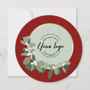 Cartes Pour Fêtes Annuelles Logo 2024 Fêtes Entreprise Red Custom Wreath Logo