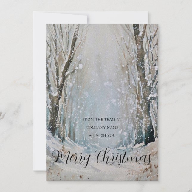 Cartes Pour Fêtes Annuelles Logo d'affaires Joyeux Noël Snowy Winter Forest (Devant)