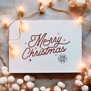 Cartes Pour Fêtes Annuelles Logo d'affaires moderne Retro Joyeux Noël Red
