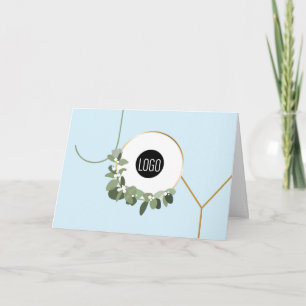 Cartes Pour Fêtes Annuelles Logo d'affaires Wreath Happy Holidays light Blue J