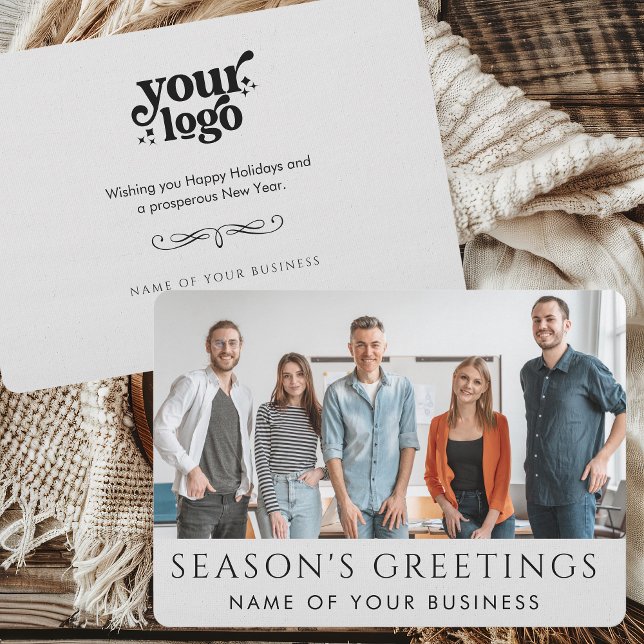 Cartes Pour Fêtes Annuelles Logo de l'entreprise Personnalisé Entreprise Noël (Créateur téléchargé)