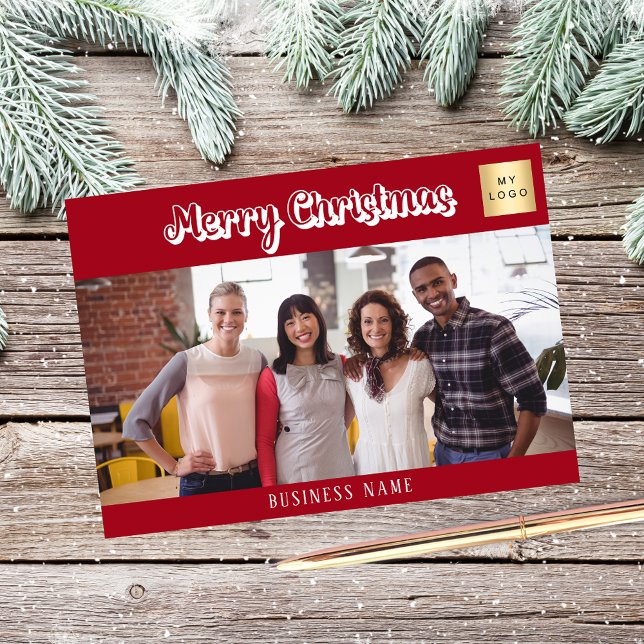 Cartes Pour Fêtes Annuelles logo de l'entreprise photo rouge Noël (Créateur téléchargé)