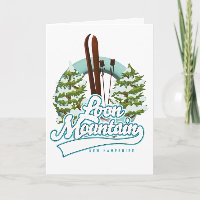 Cartes Pour Fêtes Annuelles Logo de ski Loon Mountain New Hampshire (Devant)