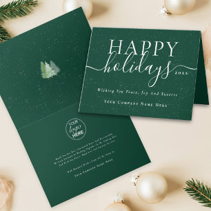Cartes Pour Fêtes Annuelles Logo de société de Noël élégant moderne vert