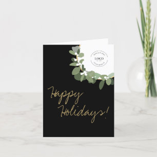 Cartes Pour Fêtes Annuelles Logo de société verticale noir Wreath moderne Peti