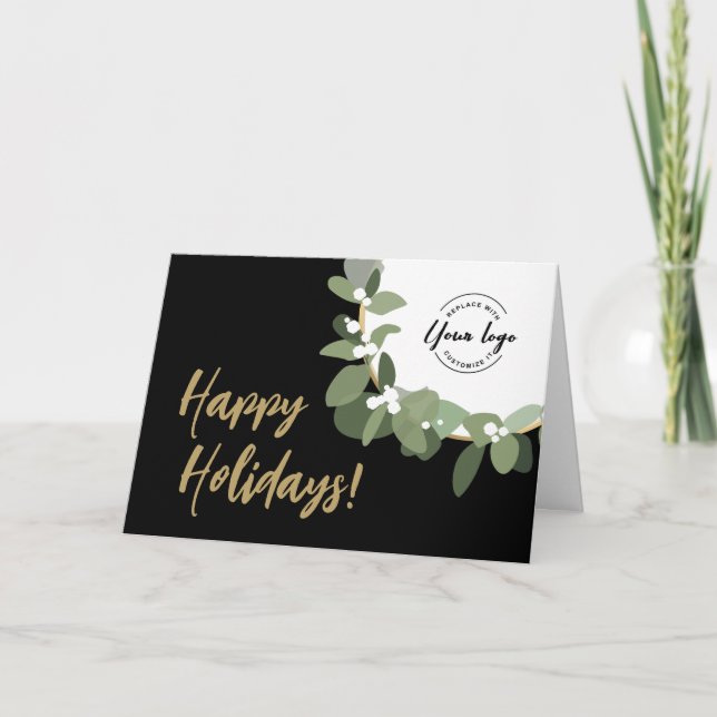 Cartes Pour Fêtes Annuelles Logo de Wreath moderne Société Noël heureux (Devant)