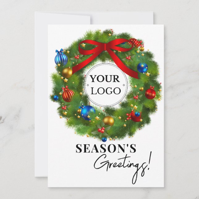 Cartes Pour Fêtes Annuelles Logo d'entreprise Bonnes Fêtes Wreath (Devant)