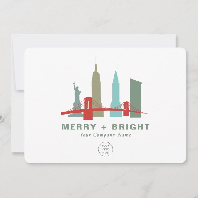 Cartes Pour Fêtes Annuelles Logo d'entreprise Ciel de New York, Bâtiment (Devant)