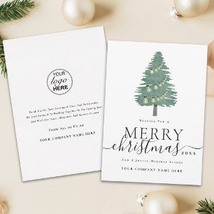 Cartes Pour Fêtes Annuelles Logo d'entreprise Joyeux Noël Arbre & Lumières