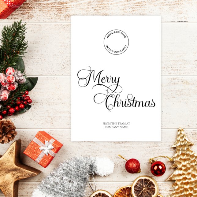 Cartes Pour Fêtes Annuelles Logo d'entreprise Joyeux Noël Simply Text Holiday (Créateur téléchargé)