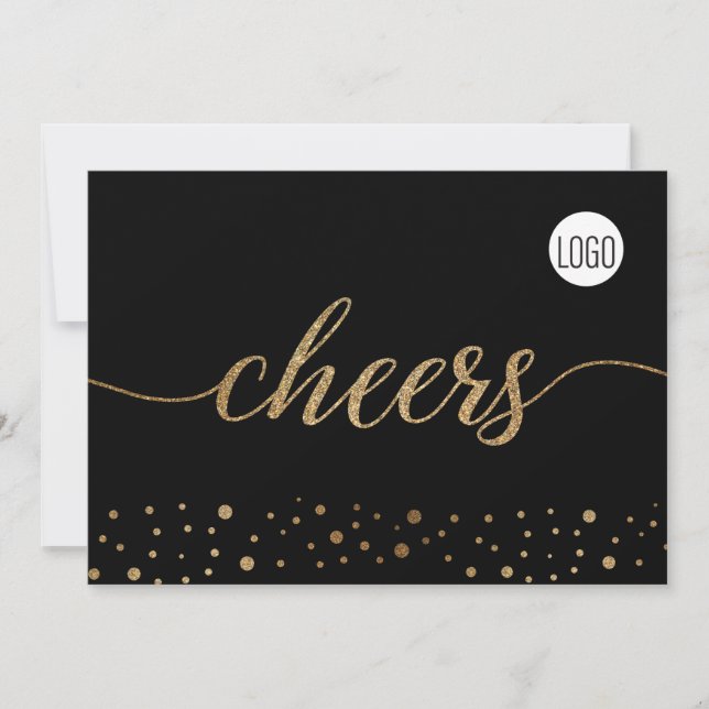 Cartes Pour Fêtes Annuelles Logo d'entreprise moderne Cheval Script Faux Gold (Devant)