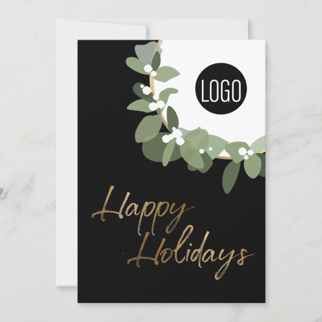 Cartes Pour Fêtes Annuelles Logo d'entreprise moderne Happy Holidays vertical (Devant)