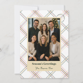 Cartes Pour Fêtes Annuelles Logo d'entreprise neutre à carreaux Photo de Noël