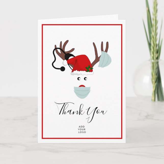 Cartes Pour Fêtes Annuelles Logo d'entreprise Noël Santé Merci (Devant)