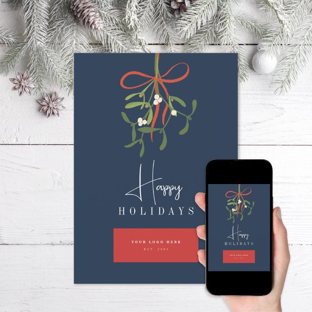 Cartes Pour Fêtes Annuelles Logo d'entreprise personnalisé Mistletoe (Créateur téléchargé)
