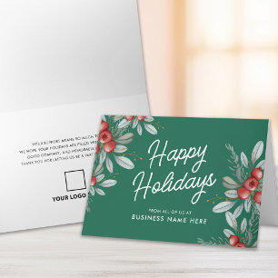 Cartes Pour Fêtes Annuelles Logo d'entreprise Plantes hivernales plié