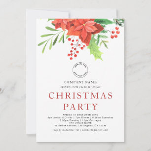 Cartes Pour Fêtes Annuelles Logo d'entreprise Poinsettia fête de Noël