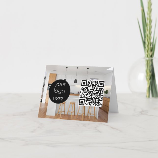 Cartes Pour Fêtes Annuelles Logo d'entreprise promotionnel Code QR Photo (Devant)