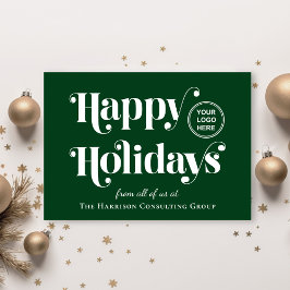 Cartes Pour Fêtes Annuelles Logo d'entreprise QR Code Noël vert