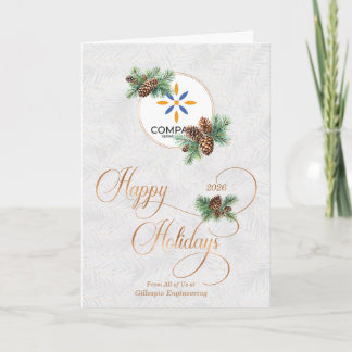 Cartes Pour Fêtes Annuelles Logo Entreprise Joyeuses Fêtes et Pins Personnalis