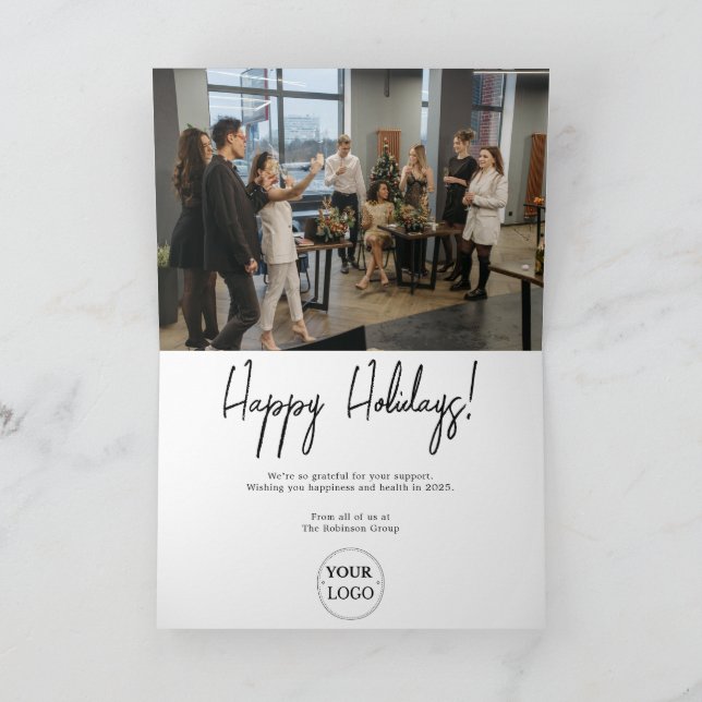 Cartes Pour Fêtes Annuelles Logo Entreprise Photo Noël (Intérieur)