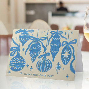 Cartes Pour Fêtes Annuelles Logo Fantaisiste Décorations Bleues Entreprise Bei