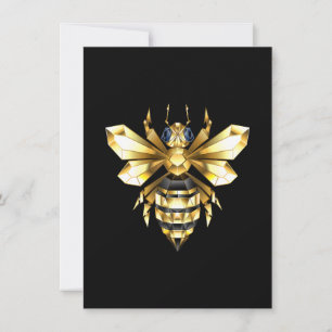Cartes Pour Fêtes Annuelles Logo Faux Gold Foil Bee Polygonal sur Noir