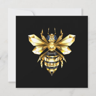 Cartes Pour Fêtes Annuelles Logo Faux Gold Foil Bee Polygonal sur Noir