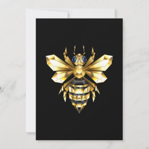 Cartes Pour Fêtes Annuelles Logo Faux Gold Foil Bee Polygonal sur Noir