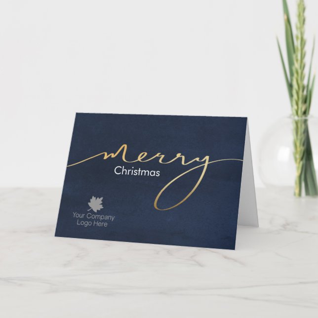 Cartes Pour Fêtes Annuelles Logo Gold Joy Script Holiday Entreprise (Devant)