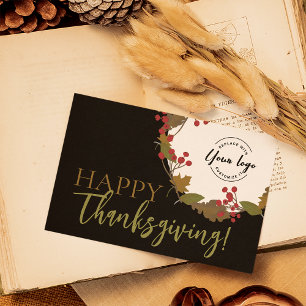 Cartes Pour Fêtes Annuelles Logo personnalisé Bon thanksgiving de remplissage 
