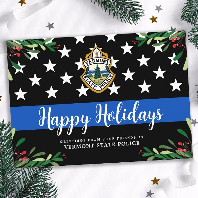 Cartes Pour Fêtes Annuelles Logo personnalisé du service de police Ligne bleue (Créateur téléchargé)