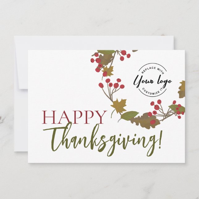 Cartes Pour Fêtes Annuelles Logo personnalisé Feuilles d'automne Bon thanksgiv (Devant)
