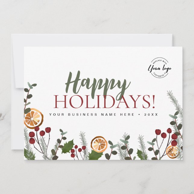 Cartes Pour Fêtes Annuelles Logo personnalisé Joyeux Noël Foliage (Devant)