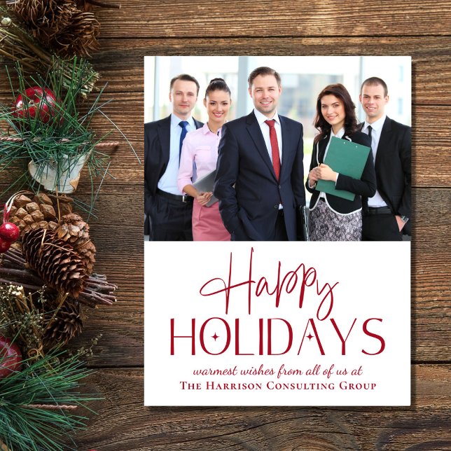 Cartes Pour Fêtes Annuelles Logo photo moderne QR Code Entreprise Noël (Spread the joy of the season and strengthen business relationships with our elegant holiday card)