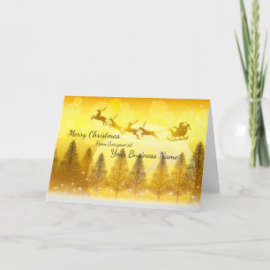 Cartes Pour Fêtes Annuelles Logo Promo Business Gold avec Sleigh Christmas