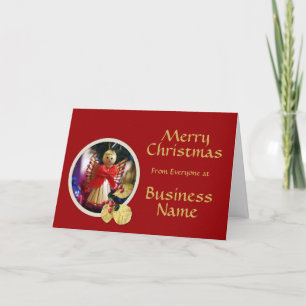Cartes Pour Fêtes Annuelles Logo Promo Business Red & Angel Christmas Greeting