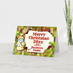 Cartes Pour Fêtes Annuelles Logo Promo Business Snowman Trees 20xx Noël