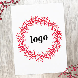 Cartes Pour Fêtes Annuelles Logo Red Wreath Business