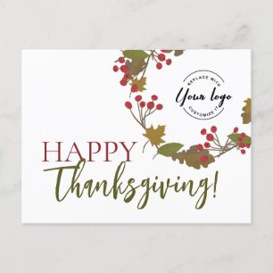 Cartes Pour Fêtes Annuelles Logo sur mesure bon thanksgiving Foliting d'automn