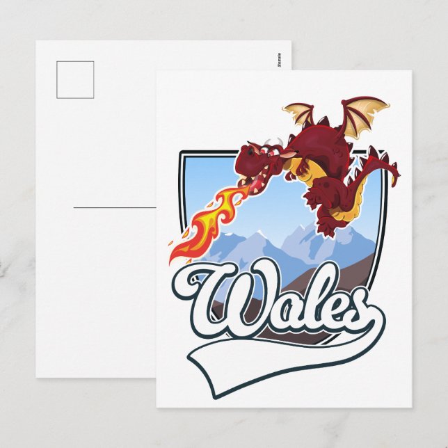 Cartes Pour Fêtes Annuelles logo Wales Dragon (Devant / Derrière)