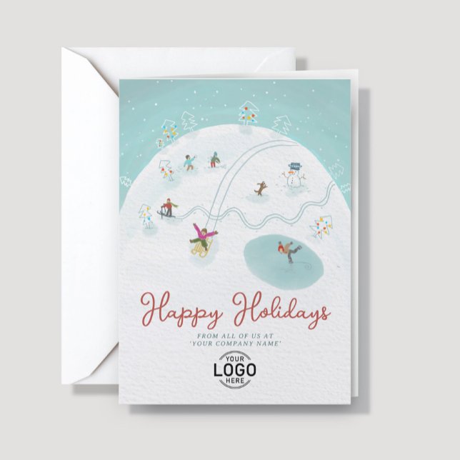 Cartes Pour Fêtes Annuelles Logo Whimsical Fun Winter Joy Hand Drawn Business (Créateur téléchargé)